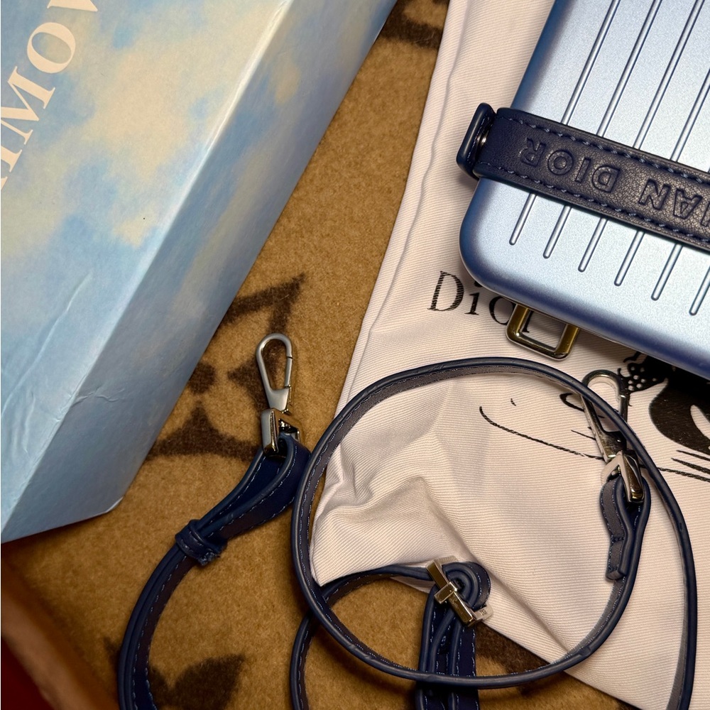D.I.O.R Rimowa Metallic Blue Bag Wallet with Strap - Picture 11 of 13